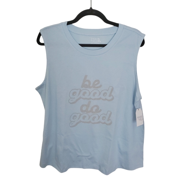 Time and Tru NWT Sleeveless Crew Neck "be good do good" Relaxed Fit Tank 829 - Picture 2 of 5
